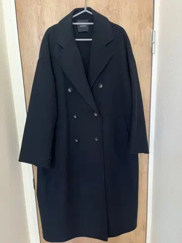 N.O.R.C 블랙 더블 브레스트 롱 코트