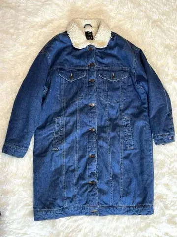 Bershka 보아 데님 롱 코트 보아 안감 자켓 M 상당 XS