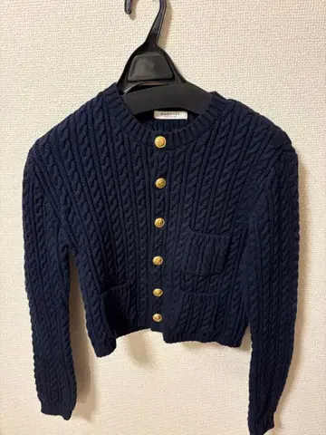 MACPHEE 네이비 케이블 짜임 가디건