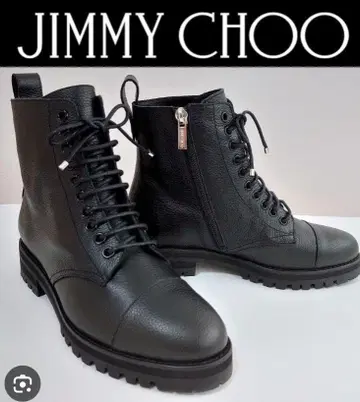 새상품 초특가 지미추 천연 가죽 블랙 레이스업 부츠 정가 10만 엔