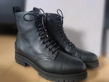 새상품 초특가 지미추 천연 가죽 블랙 레이스업 부츠 정가 10만 엔