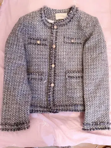 노카라 트위드 자켓 그레이