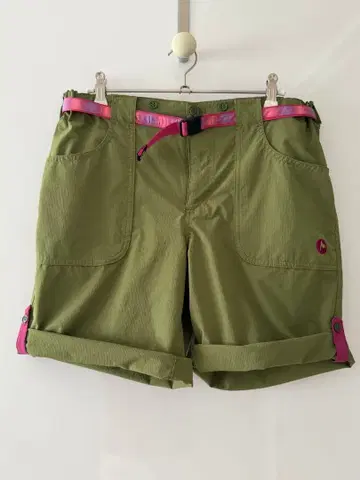 새상품급 Marmot 말차 그린 x 핑크 아웃도어 숏팬츠 L