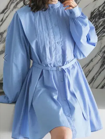 [ RAGEBLUE ] 디자인 턱 튜닉 블루 스카이블루 미니 원피스