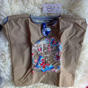 D.Kelly 브라운 나비 자수 토트백 숄더 포함