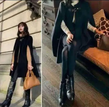 ZARA MANTECO 판초 케이프 코트 아우터 블랙