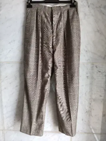 드로어 글렌체크 센터 프레스 턱 스트레이트 팬츠