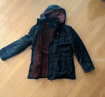 남성용 모즈 코트 빈티지 가공 다크 네이비 보아 안감 부착