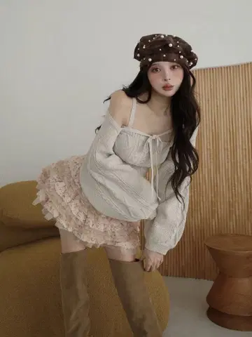 darich 케이블 숏 니트 앙상블