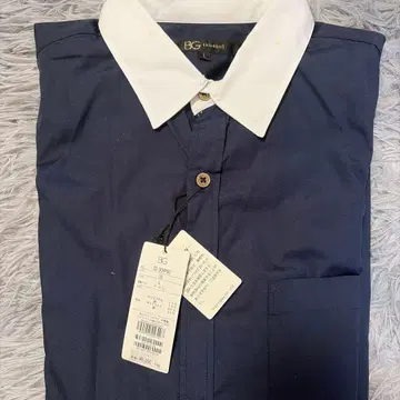 BG 네이비 화이트 옷깃 긴팔 셔츠