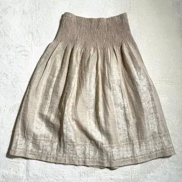 플레어 스커트 린넨 혼방 개더 스커트 L