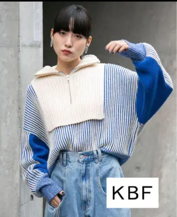 KBF 레이어드 하프 지퍼 니트