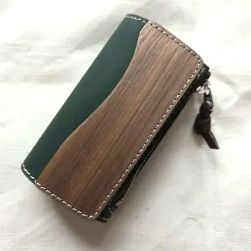 [ 새상품 ] VARCO 코 키케이스 천연 가죽 리얼 우드 그린 일본제