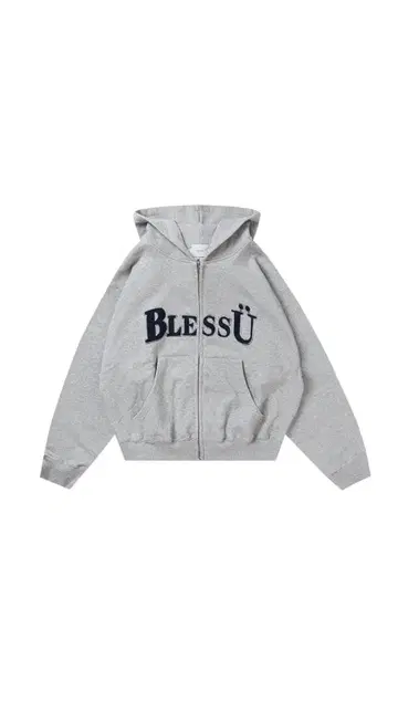 BlessU 그레이 집업 후드티 M