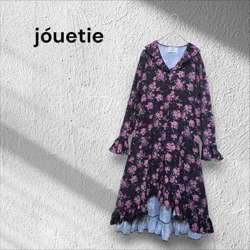 jouetie 플라워 프린트 롱 원피스 V넥 캔디 슬리브