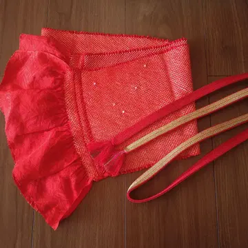 성인식 후리소데 졸업식 순수 실크 허리띠 오비 장식 천 세트 빨간색