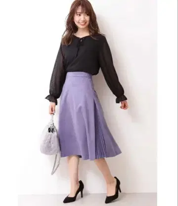 미인백화 10월호 게재 | 페이크 스웨이드 사이드 플리츠 스커트