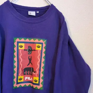 나이스 디자인 휠라 양면 프린트 맨투맨 빈티지 구제 의류 애니멀 자연