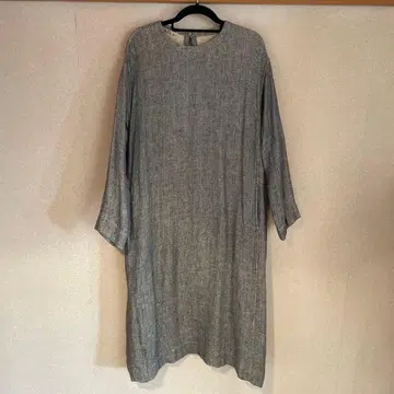 45r 블루, 그레이 계열 긴팔 롱 원피스