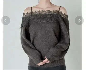 [ 완판템 ] SNIDEL 레이스 트리밍 니트 풀오버