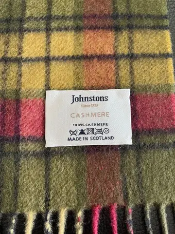 미사용 Johnstons 캐시미어 체크 머플러