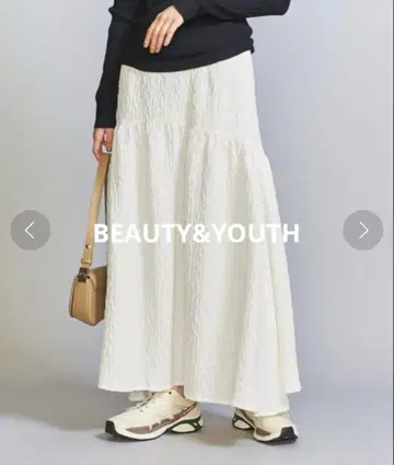 [ 컨디션 최상 ] BEAUTY&YOUTH 자카드 개더 플레어 스커트 S