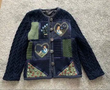 McDavit 자수 네이비 긴팔 가디건 니트 네이비 빈티지