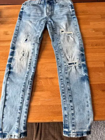 데미지 가공 라이트 블루 데님 M