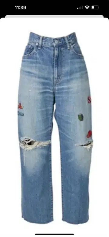 HYSTERIC 몬스터 와펜 하이웨스트 데미지 데님