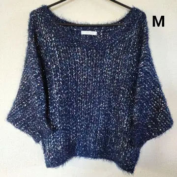 LOWRYS FARM 네이비 오부 소매 니트 M