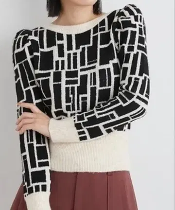 LILY BROWN 기하학 패턴 니트 스웨터 ONE SIZE