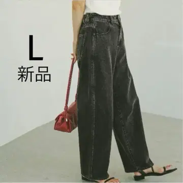 글로벌 워크 GOOD 데님 배기 팬츠 블랙 L 사이즈 설명문 확인 필요