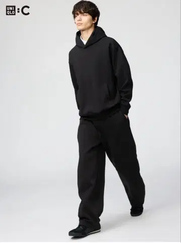 유니클로 맨투맨 와이드 팬츠 긴 길이