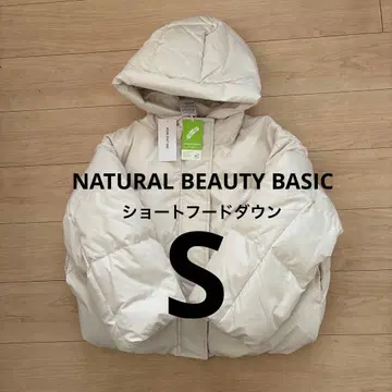 NATURAL BEAUTY BASIC 숏 후드 다운 화이트 S