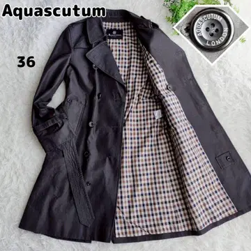 레어 아쿠아 스큐텀 더블 트렌치코트 AQUA5 클럽 체크 M