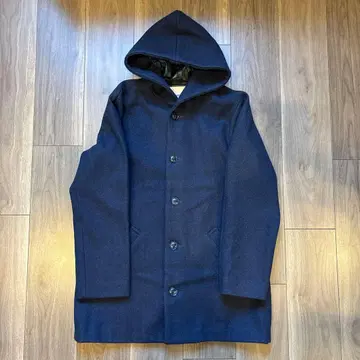 BEAMS BOY 네이비 후드 부착 코트