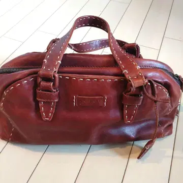 genten 브라운 가죽 핸드백