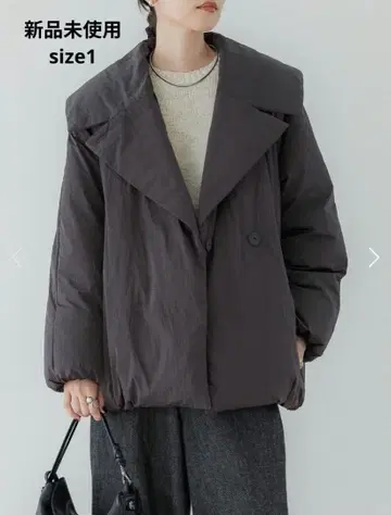 [ 미사용 ] crewre 크루레 더블 브레스트 다운 자켓 차콜 그레이