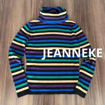 JEANNEKE 멀티 보더 터틀넥 니트