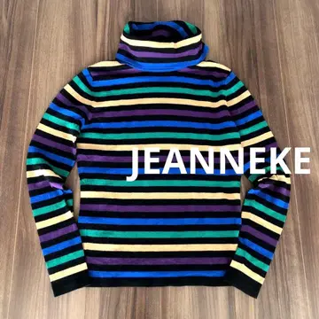 JEANNEKE 멀티 보더 터틀넥 니트