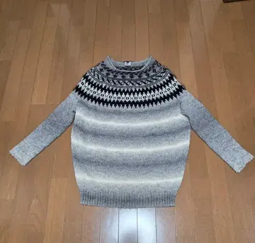 미키 MIALY 노르딕 무늬 그레이 계열 니트 스웨터 (M~l)