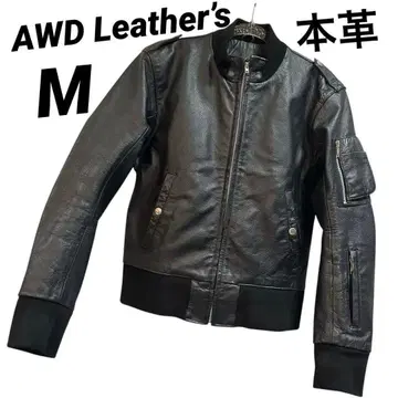 AWD Leather's 천연 가죽 라이더 가죽 자켓 블랙 M