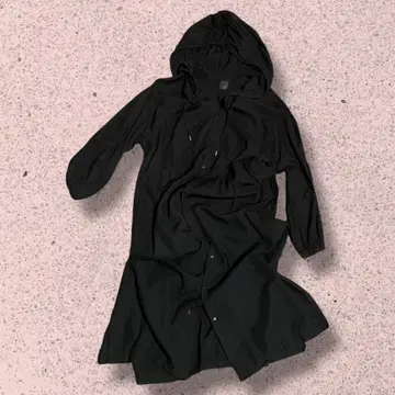 nitca 후드 부착 블랙 롱 코트 원피스