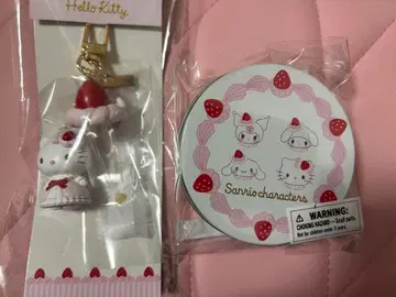 딸기 휘핑 케이크 키링 캔 케이스 & 씰 세트