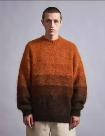 monkey time 모헤어 니트 스웨터 오렌지 브라운 짧은 기장