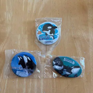 카모가와 씨월드 범고래 캔뱃지 3개 세트