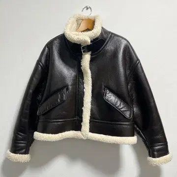 [ ZARA ] 보아 무스탕 코트 L 다크 브라운