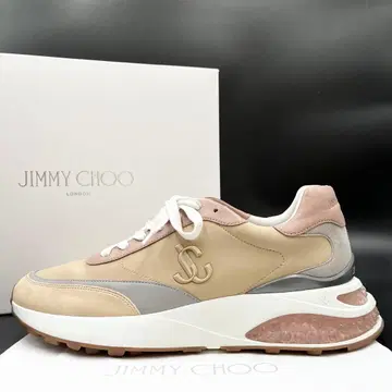 새상품급 지미추 네오프렌 JC 로고 베이지 남성용 스니커즈