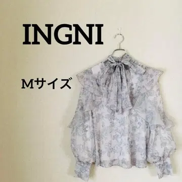 INGNI 잉그 상의 [ M ] 꽃무늬 시어 오간자 프릴 리본 긴팔