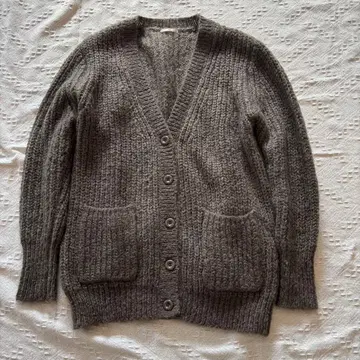 모헤어 가디건 로우 게이지 루즈핏 V넥 큼직한